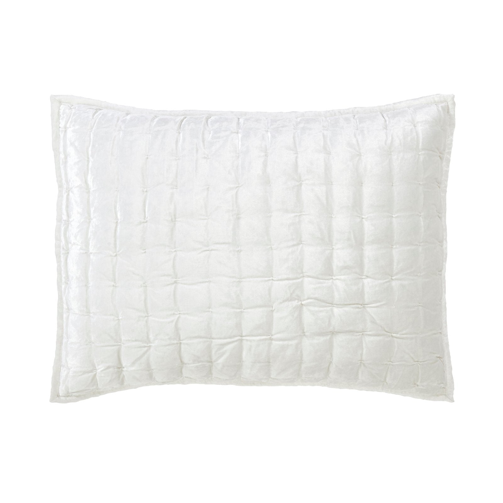 SS-311-2026-LOT1_1|Pristine white quilted pillow sham, featuring a subtle square stitch pattern. Clean, modern, and inviting bedding.