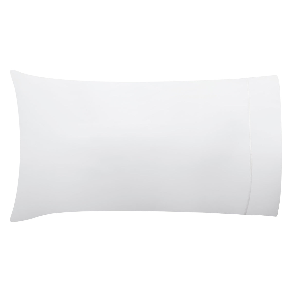 ASP-533-2032_3|Plain white 100% cotton flat sheet and two matching pillowcases on a bed, all with a crisp, clean appearance.