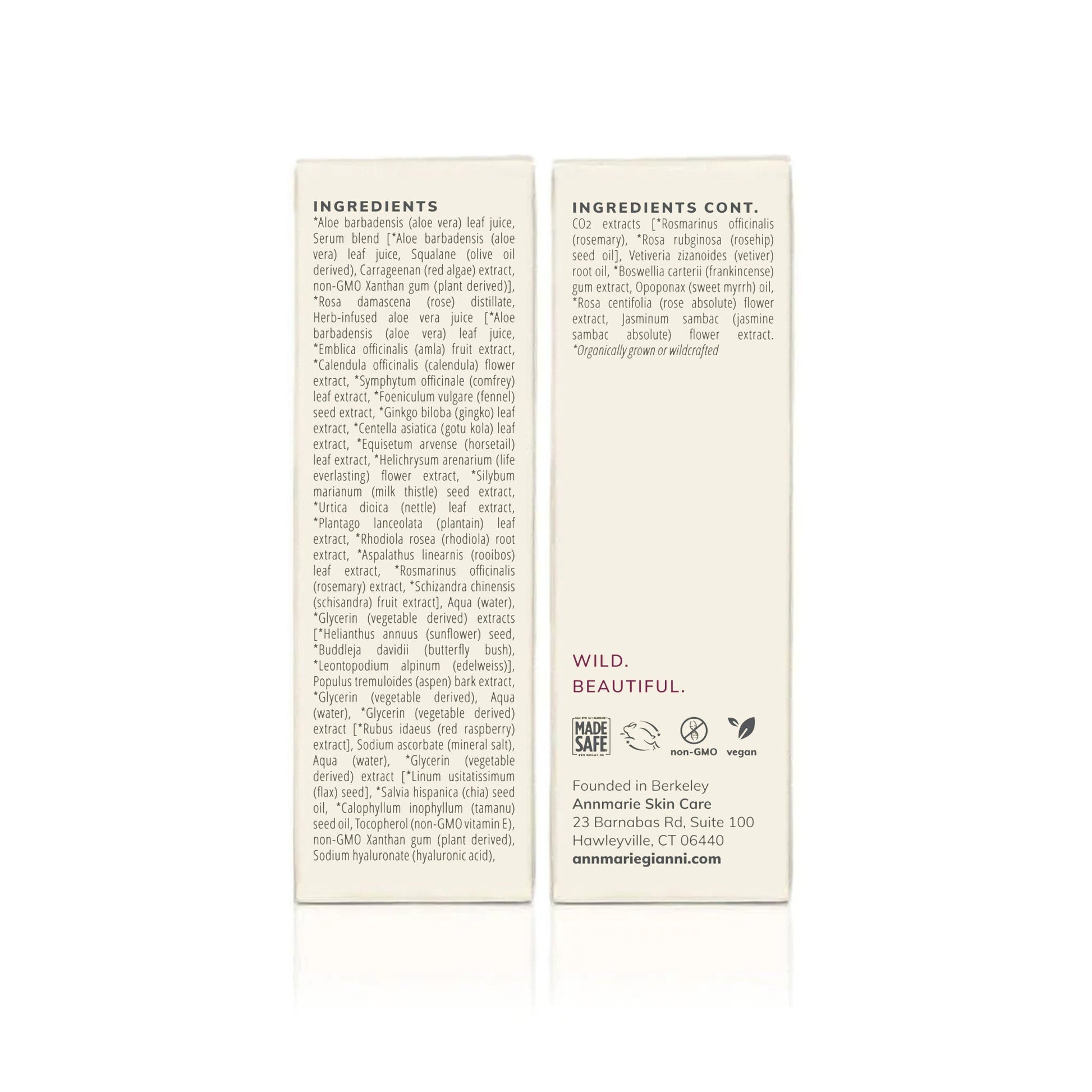 Annmarie Skin Care Anti-Aging Serum packaging showing full ingredient list and product details.
