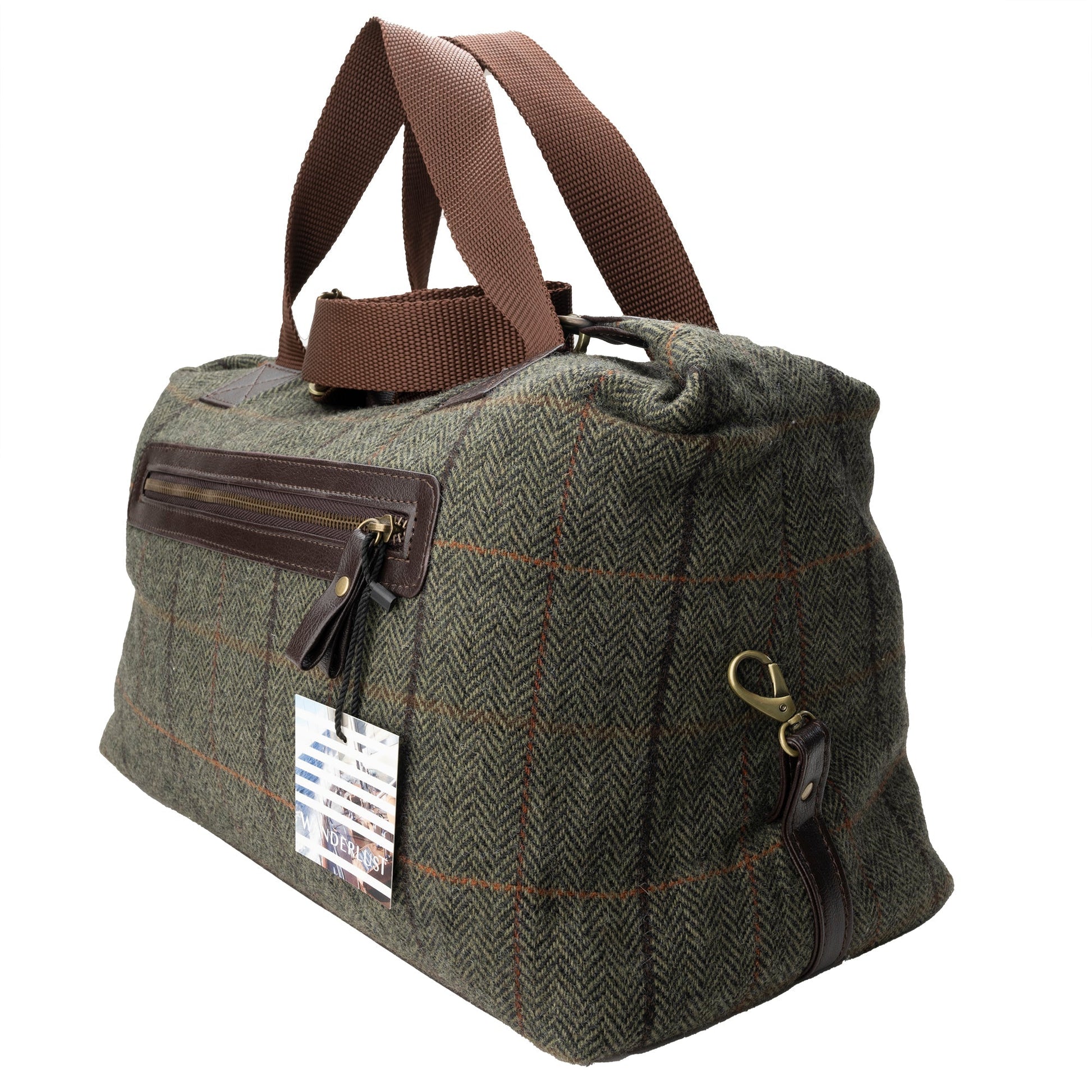 WANDERLUST Highland Tweeds Weekender Bag ~ Olive ~-Luggage-[bar code]-OliveTweedBag-Prince of Scots