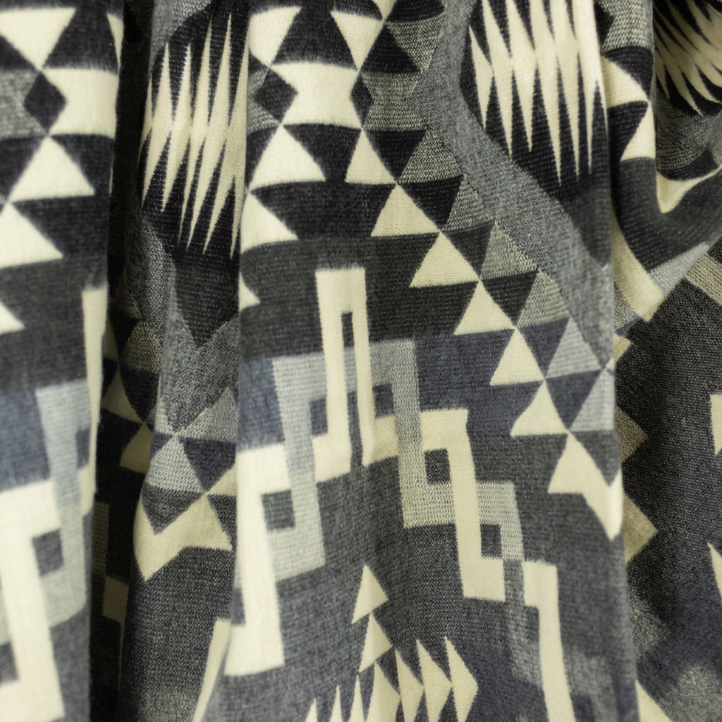 Interlocking Lines Gray, Black & Cream reversible handwoven alpaca throw blanket, Yachana Collection, made in Ecuador