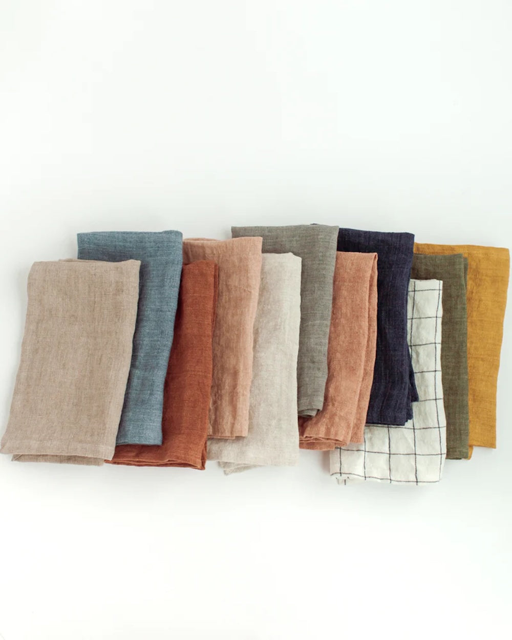 S/6 Stone Washed Linen Hemmed Dinner Napkins - Light Blue