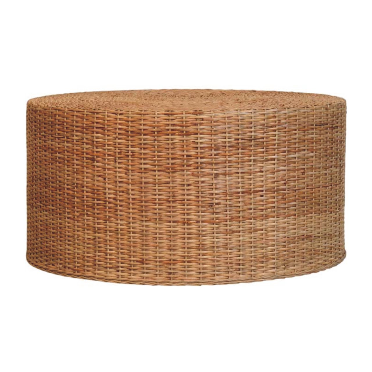 Solid Wood Regency Round Woven Coffee Table,Brown