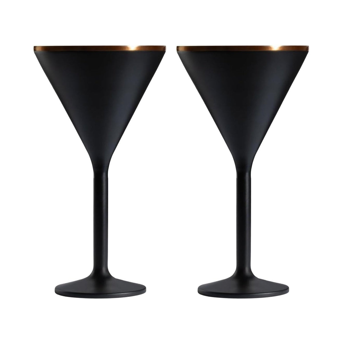 Stainless Steel Stemmed Martini Glass, Set of 2 - Black