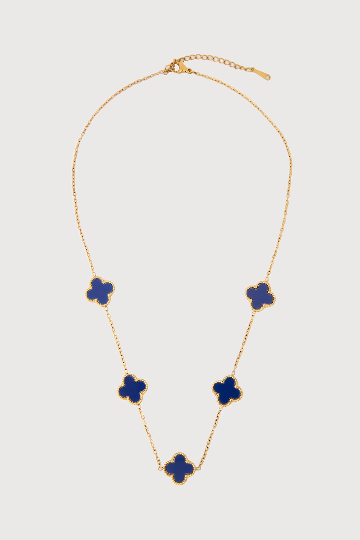 Multi Clover Charm Necklace - Navy