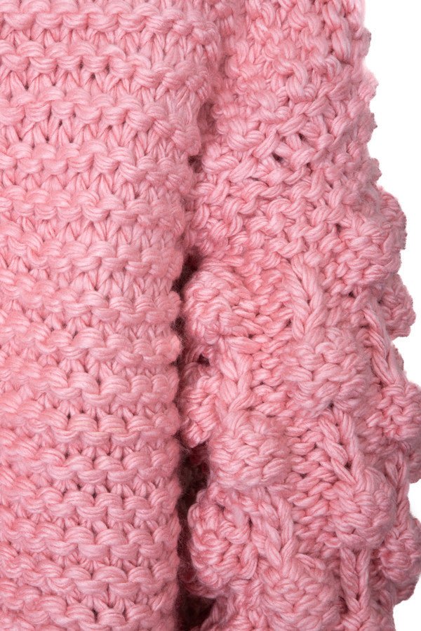 Knit Cardigan With Bauble Sleeves - Light Pink