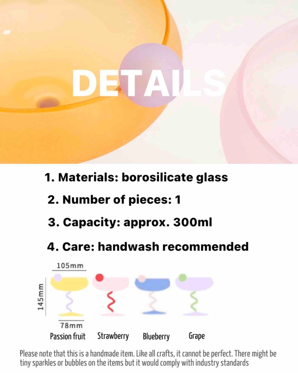Jelly Bean Wine Glass - Whimsical Eclectic Dopamine Cocktail Coupe - Stemware - Jelly Bean Goblet - Red - INSPECIAL HOME