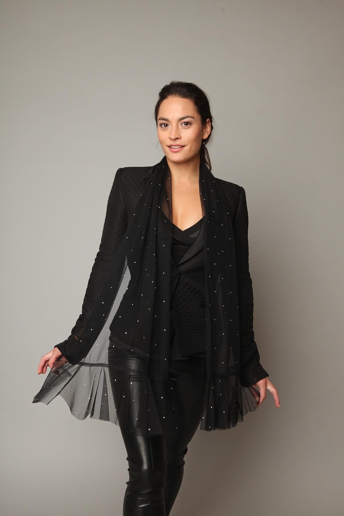 Glamazon Sheer Crystal Scarf Black