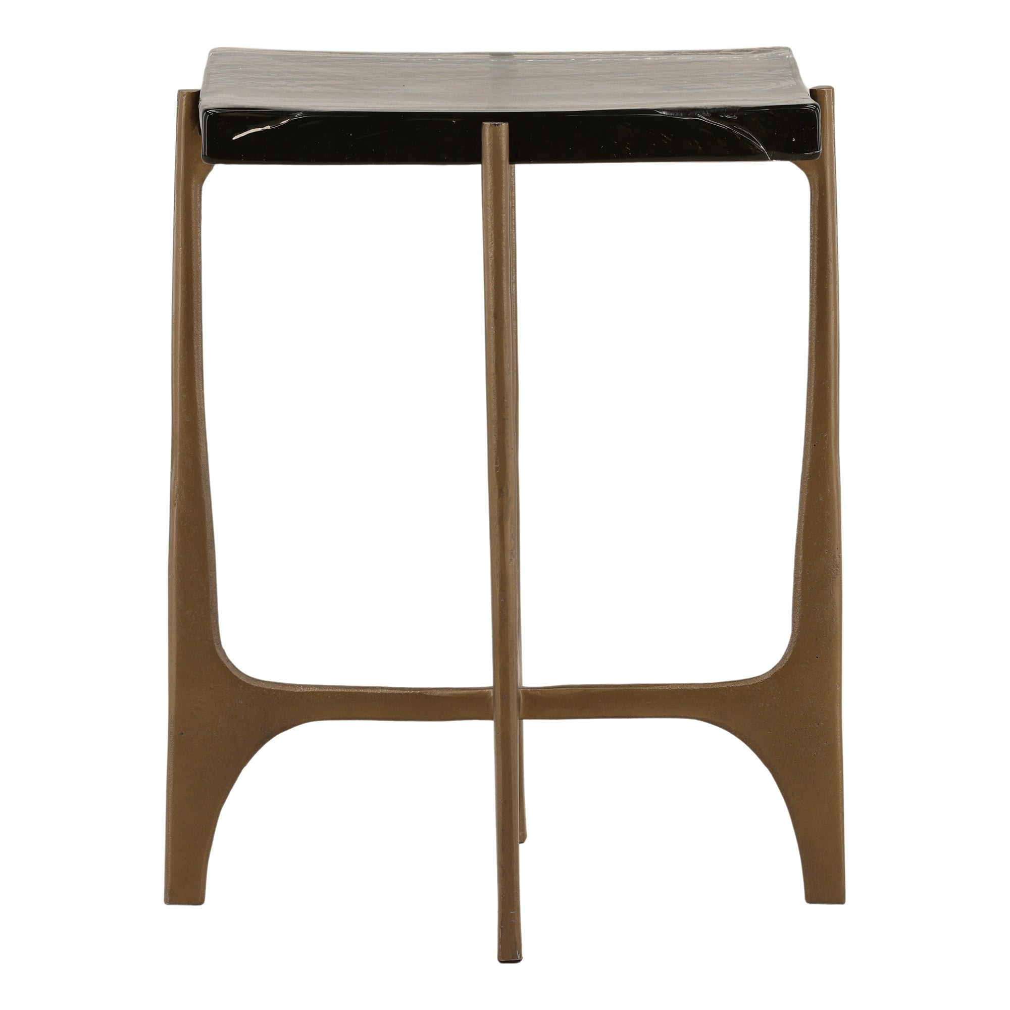 Caspian Glass and Aluminum Side Table