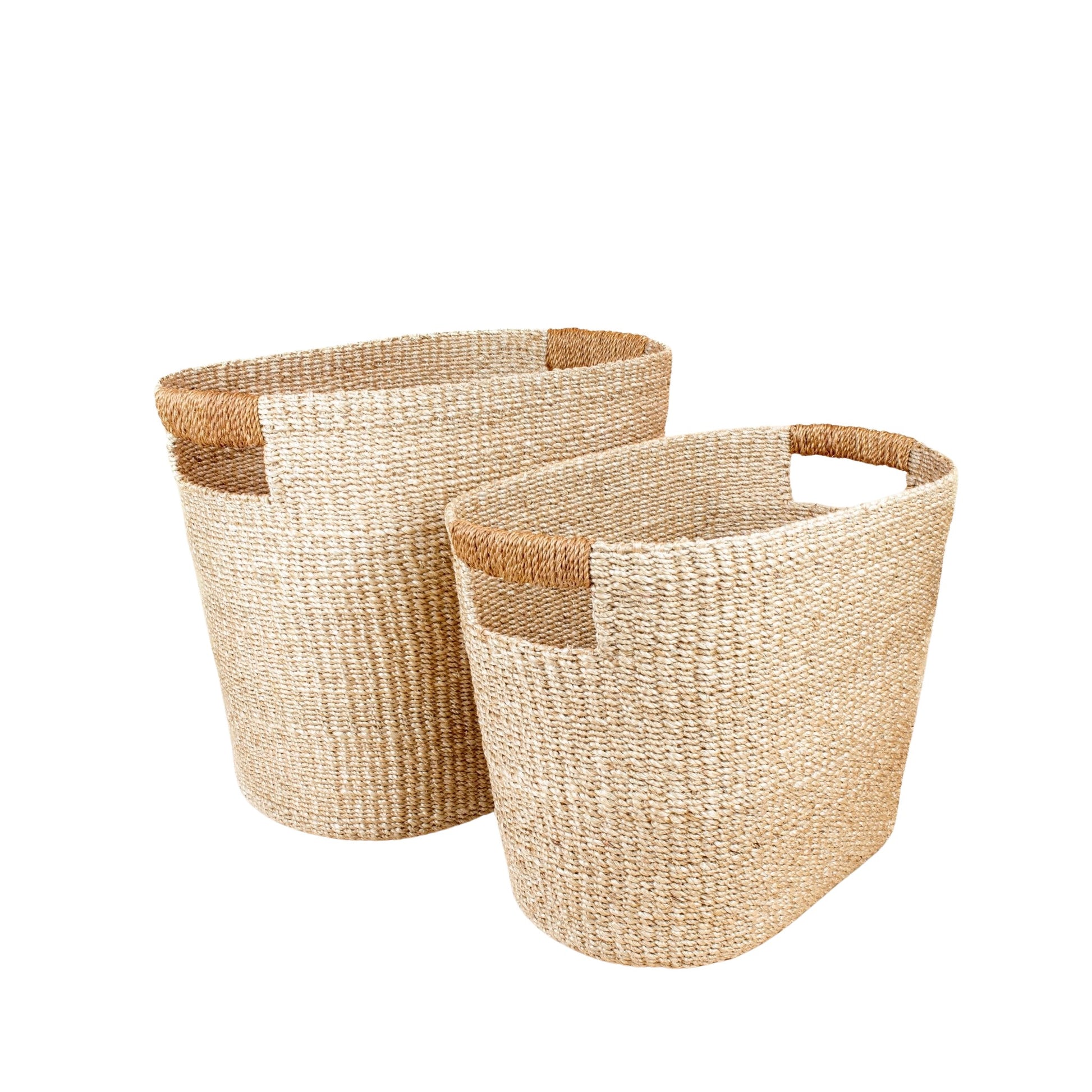 Baskets - Tan Oval Woven Baskets, set of 2 - Straw Baskets | LIKHÂ - LIKHÂ