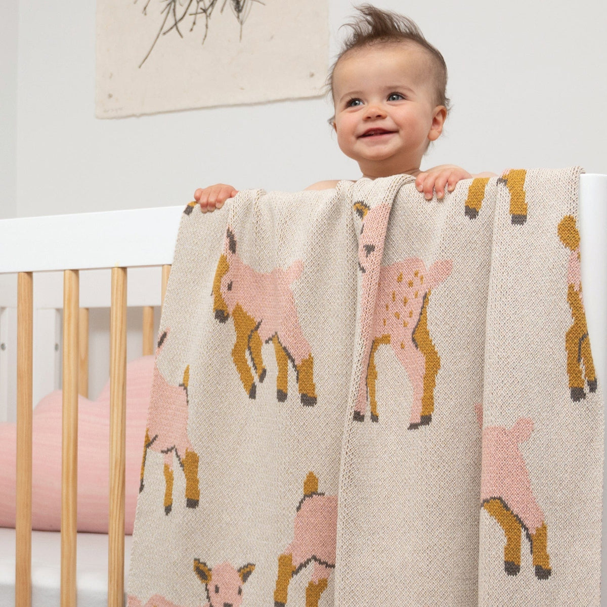 in2green Eco Baby Throws Baby Cotton Knit Blanket - Goat