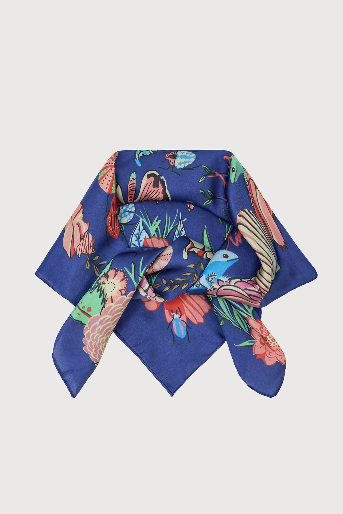 Butterfly Garden Satin Bandana - Navy