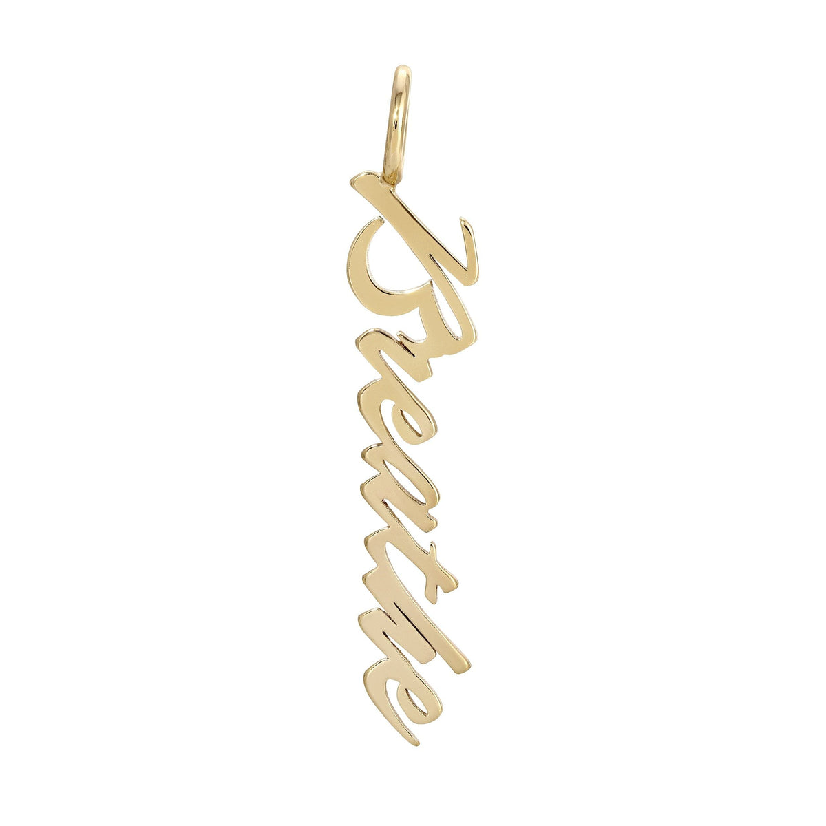 Gold Breathe pendant from Script Pendant Breathe collection on display