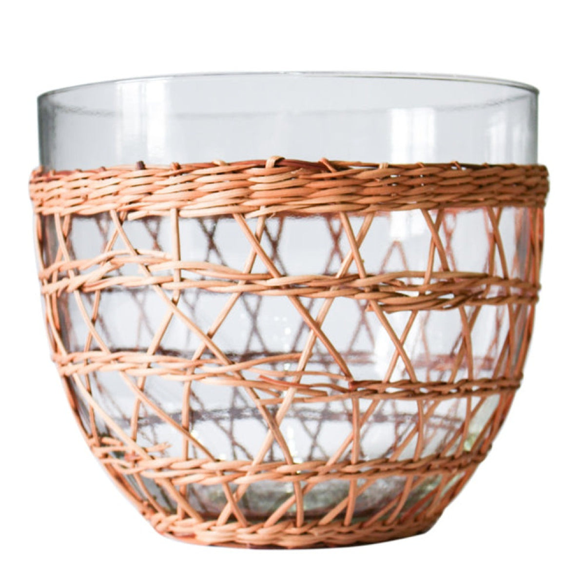 Rattan Cage Salad Bowl Large Glass Rattan Kitchen_Dinnerware Plates Rhone 6880-T8542GRattanCageSaladBowlLarge