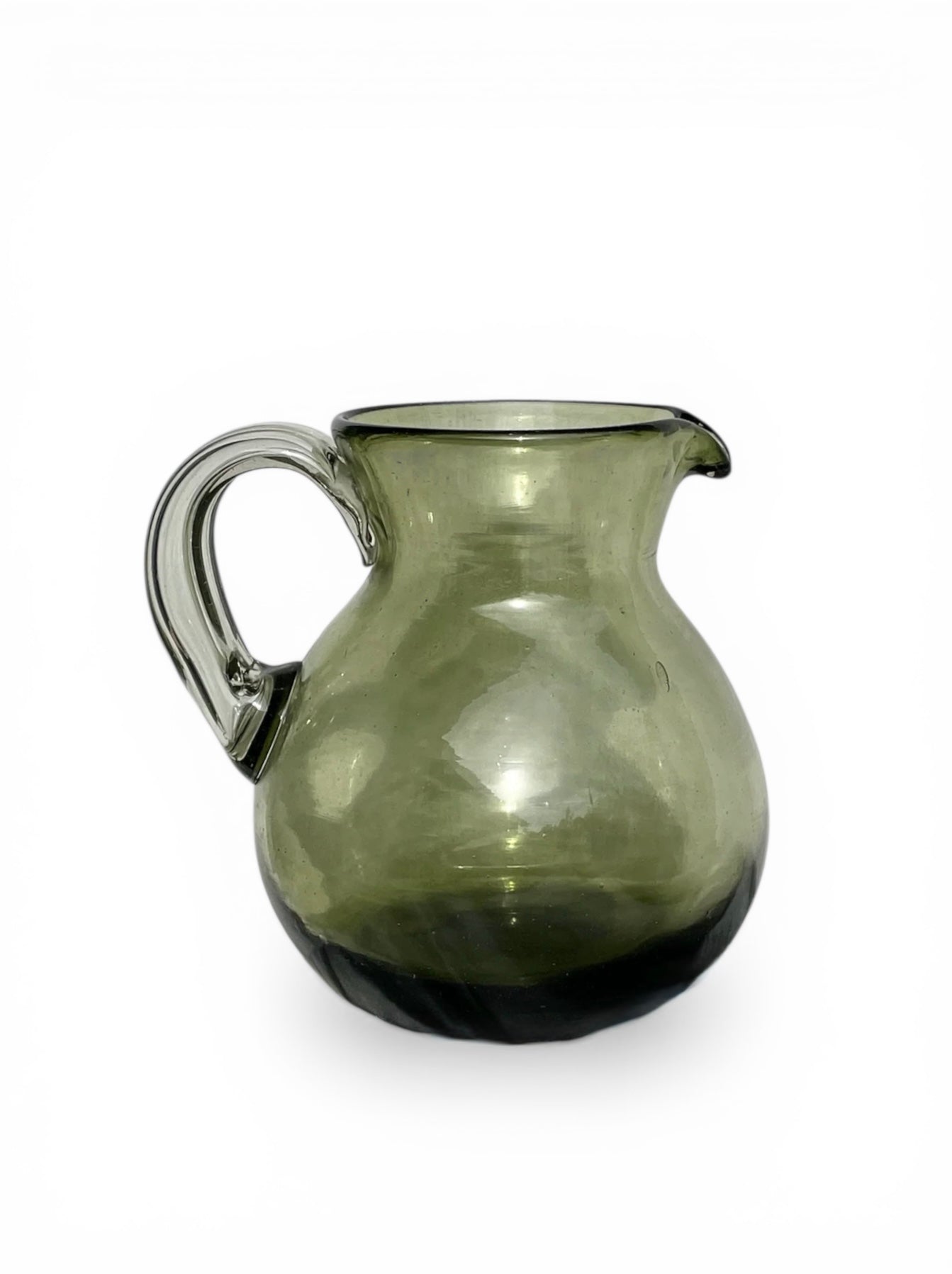 Handblown Bola Pitcher, Olive Green