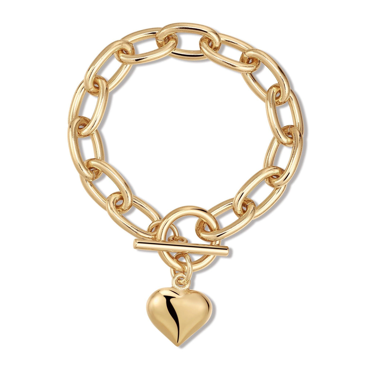 Alana Puffy Heart Charm Bracelet with shiny gold chain and cute heart pendant
