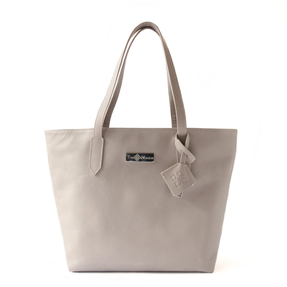 Martina Leather Tote Gray – handcrafted cowhide leather handbag