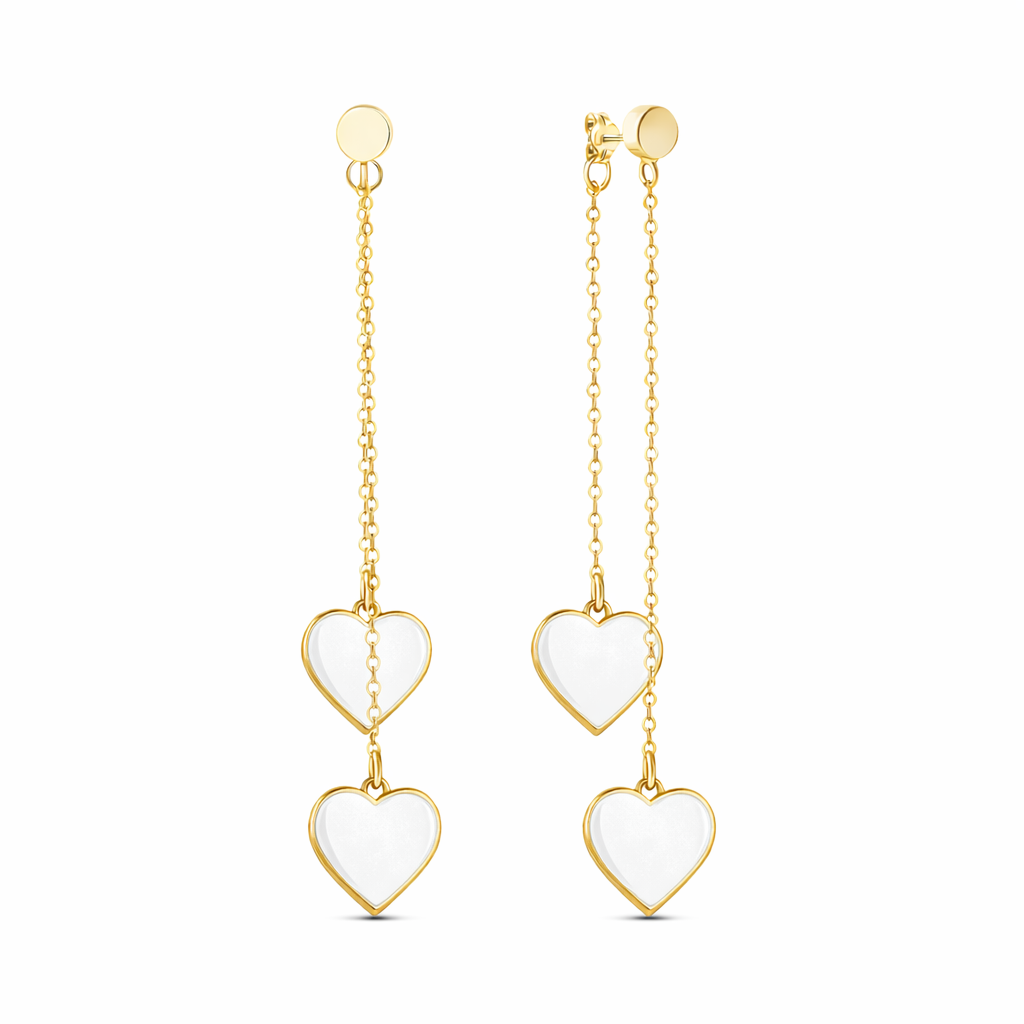 Single Hearted Girl Dangle White Heart Charm Earrings