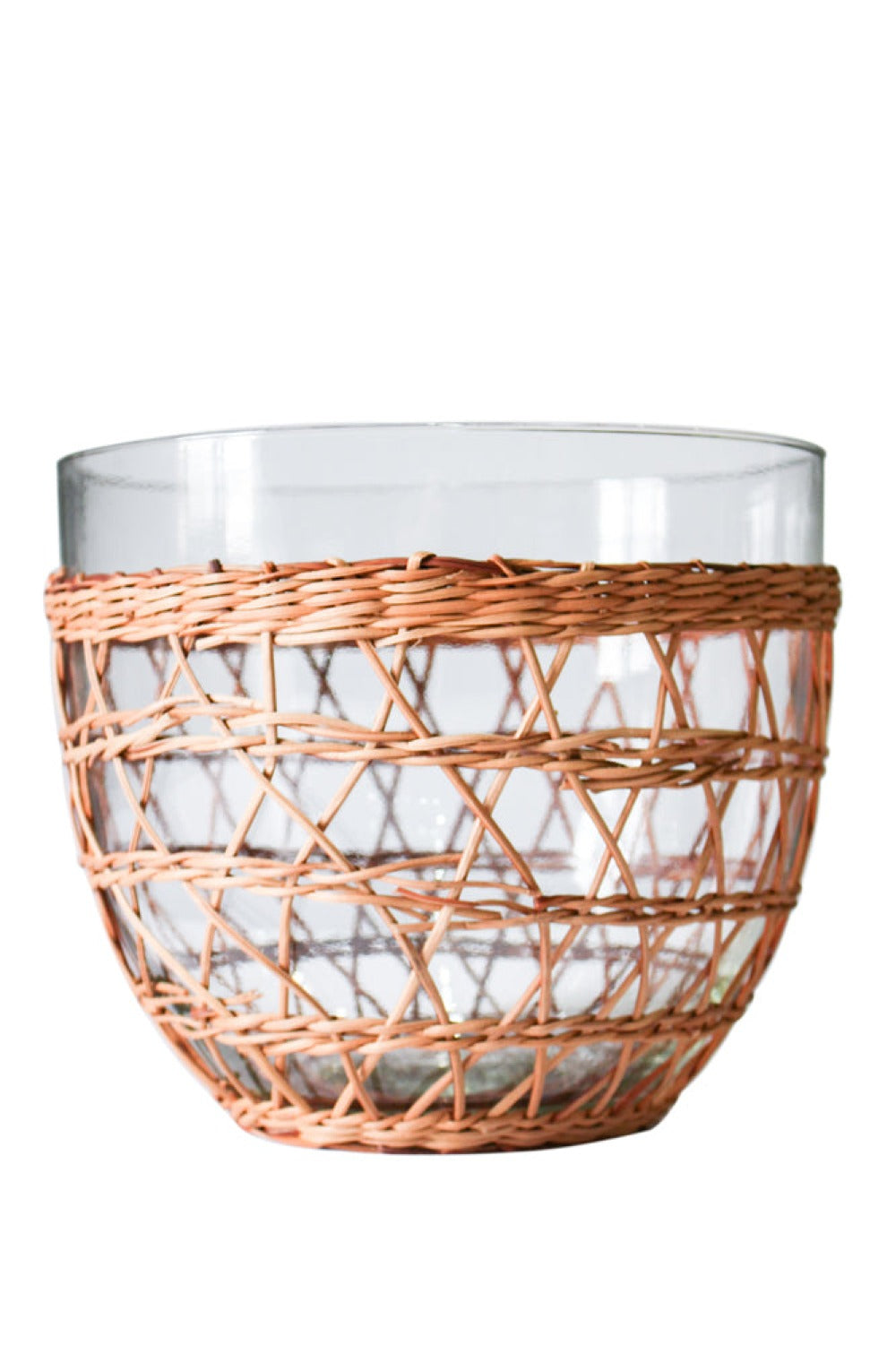 Rattan Cage Salad Bowl Large Glass Rattan Kitchen_Dinnerware Plates Rhone 6880-T8542GRattanCageSaladBowlLarge
