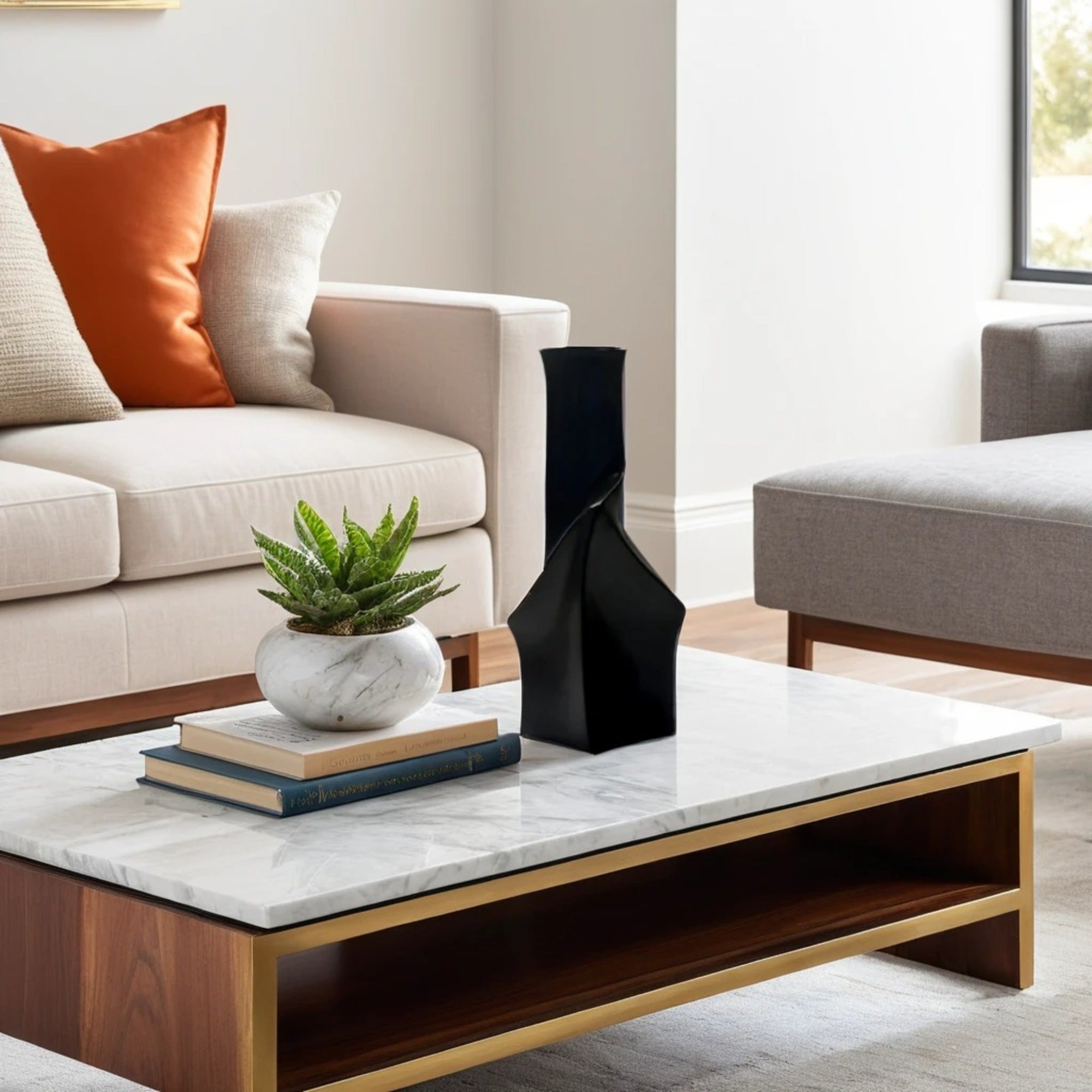 Geo Black Short Vase - Thumbnail 4