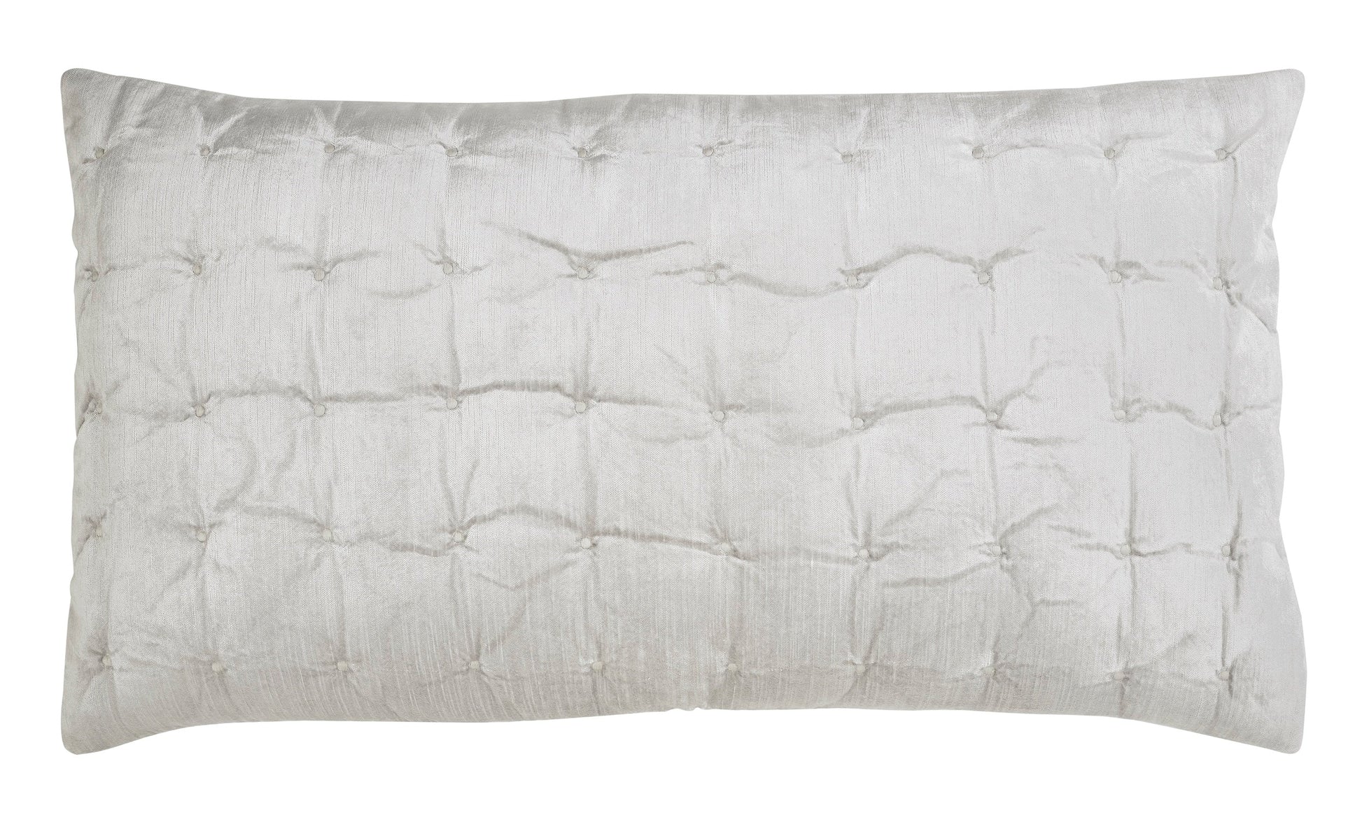 KS-306-2036_1|Elegant light grey quilted pillow sham with decorative button tufting, adding a sophisticated, plush texture.