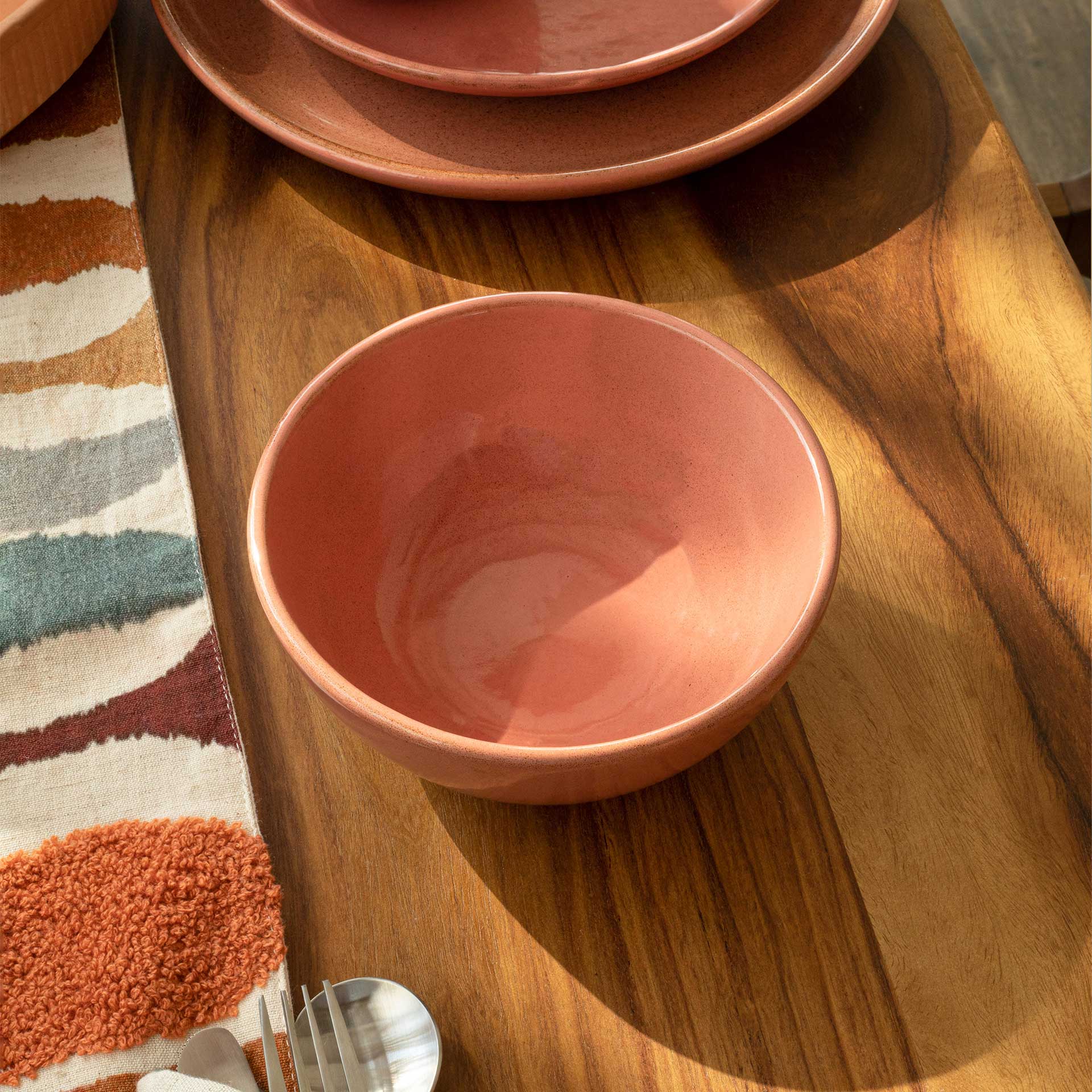 Rustic Reef Ceramic Soup Bowl 17 oz | Peach Glazed Microwave Safe Bowl