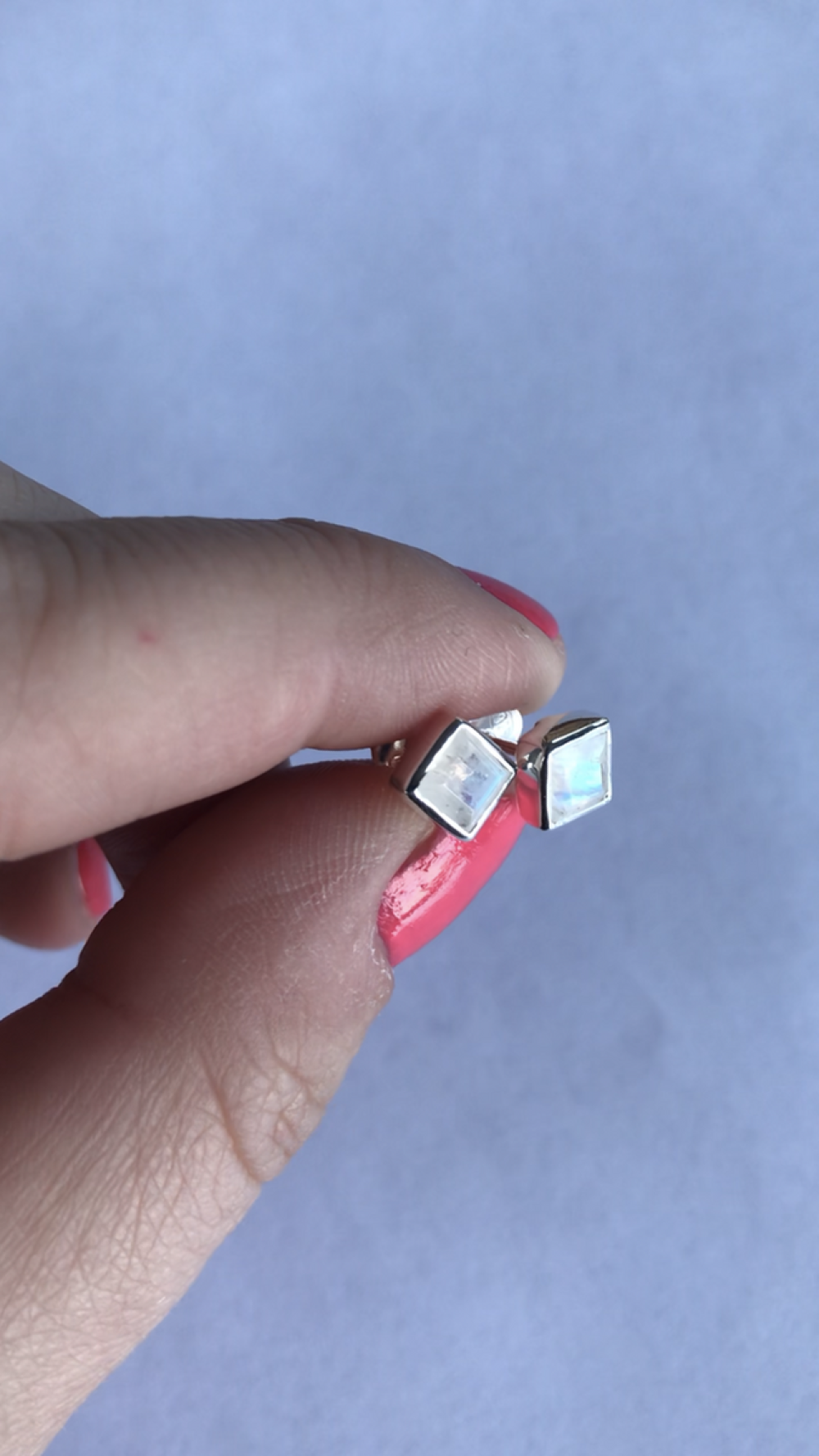 Square crystal silver stud earrings | Fair Anita