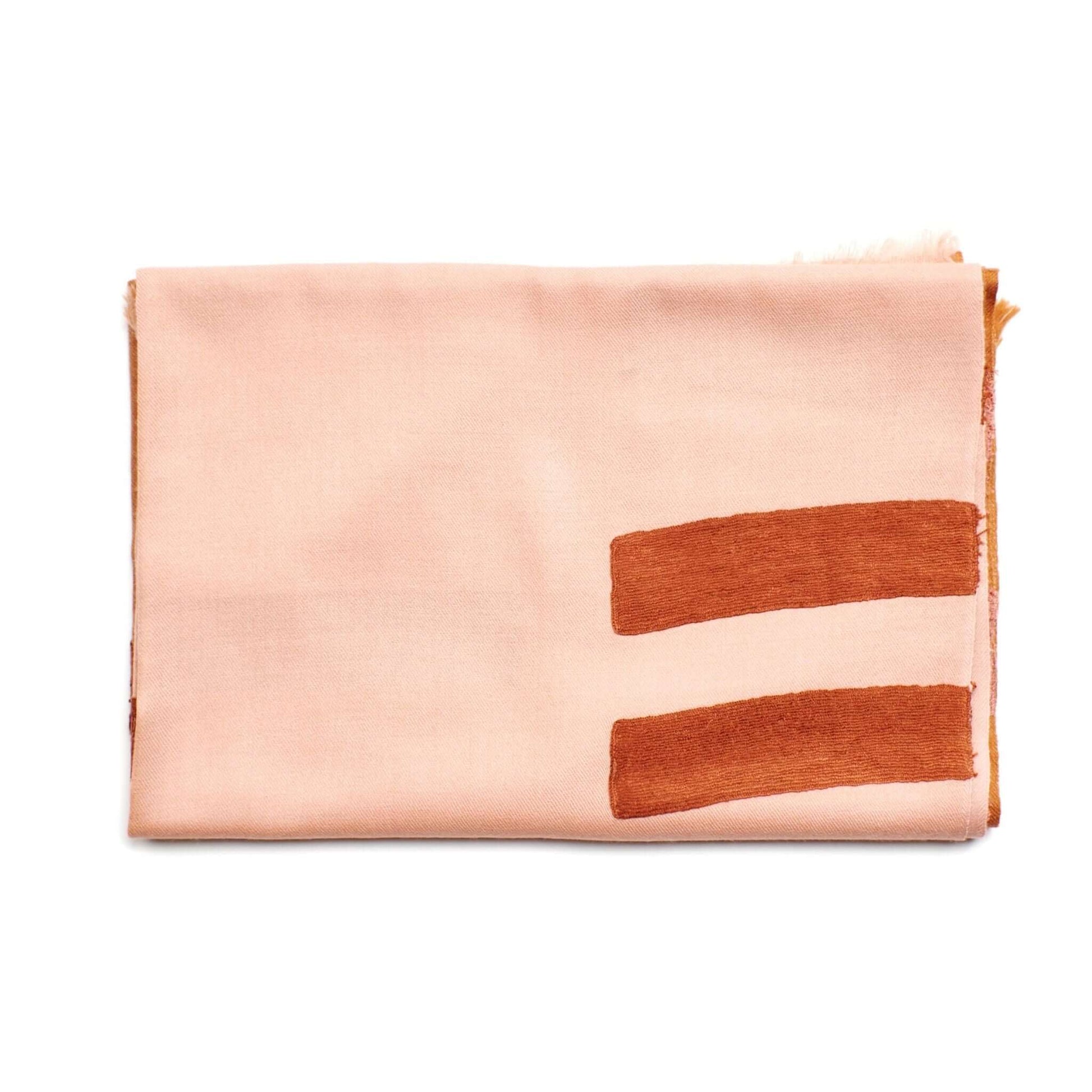 Canyon Hand Embroidered Hand Woven Merino Silk Soft Scarf showcasing intricate handwoven craftsmanship.