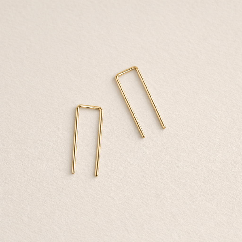 Tiny Staple Threader Earrings | Gold Fill