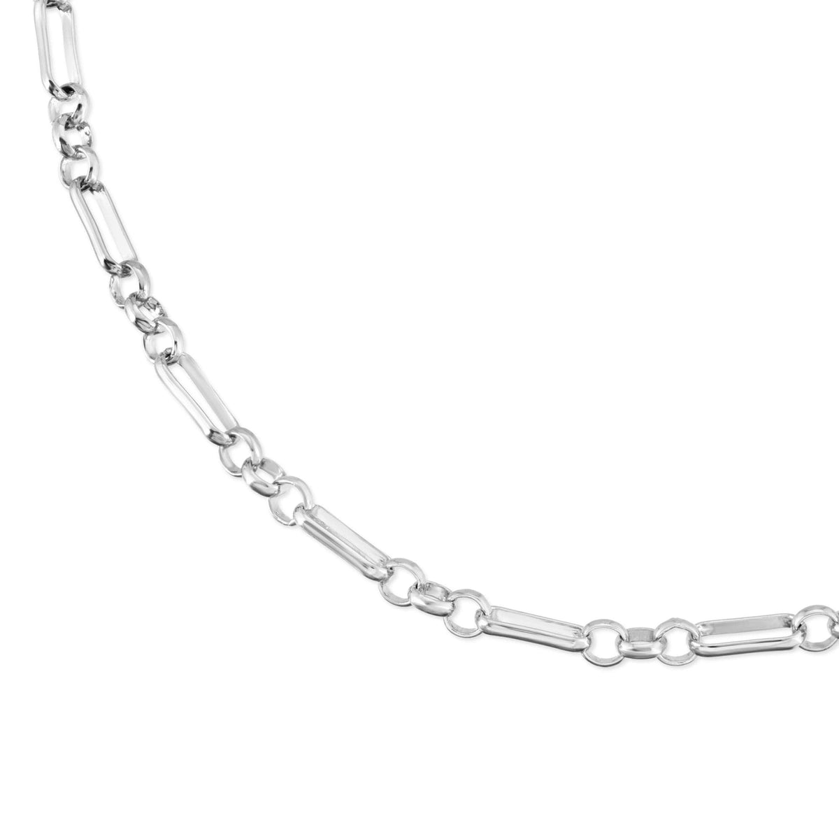 Silver chain necklace displayed on a Silver Small Multi Link Chain Bracelet product