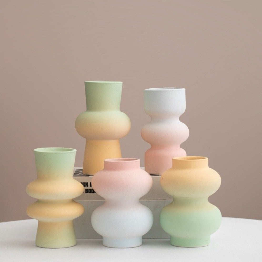 Handmade Ceramic Gradient Vase, Dopamine Geometric Matte Flower Vessels - Vases - Ceramic Gradient Vase - A - INSPECIAL HOME