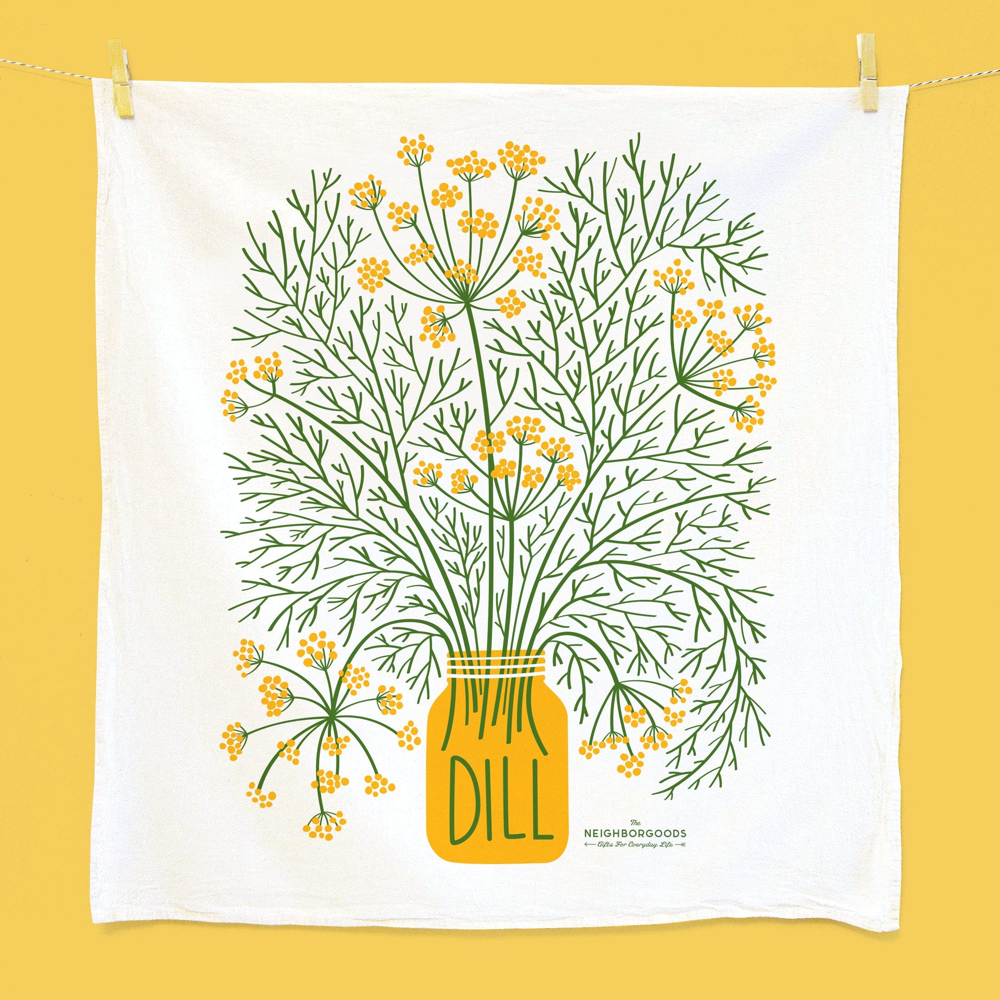 Cotton dish towel with dill design