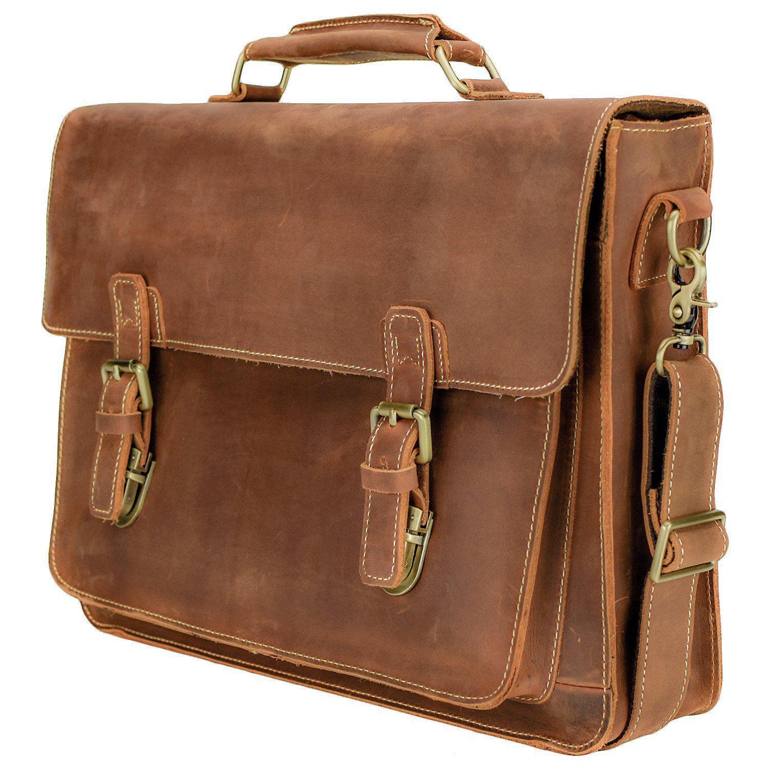 WANDERLUST Large Vintage Satchel ~ British Tan ~-Luggage-Prince of Scots-Prince of Scots