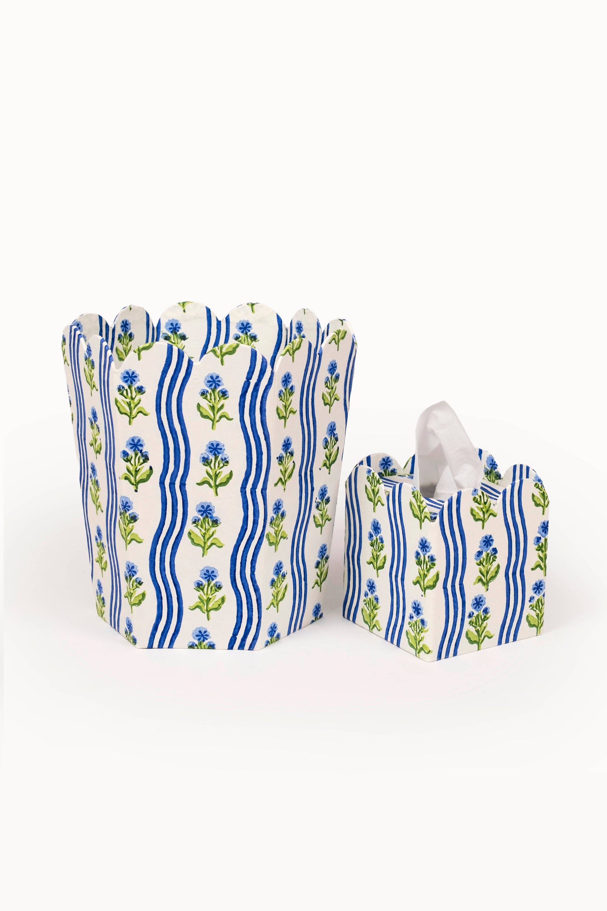 Block Print Storage /Waste Basket - Leher Blue (Collapsible)