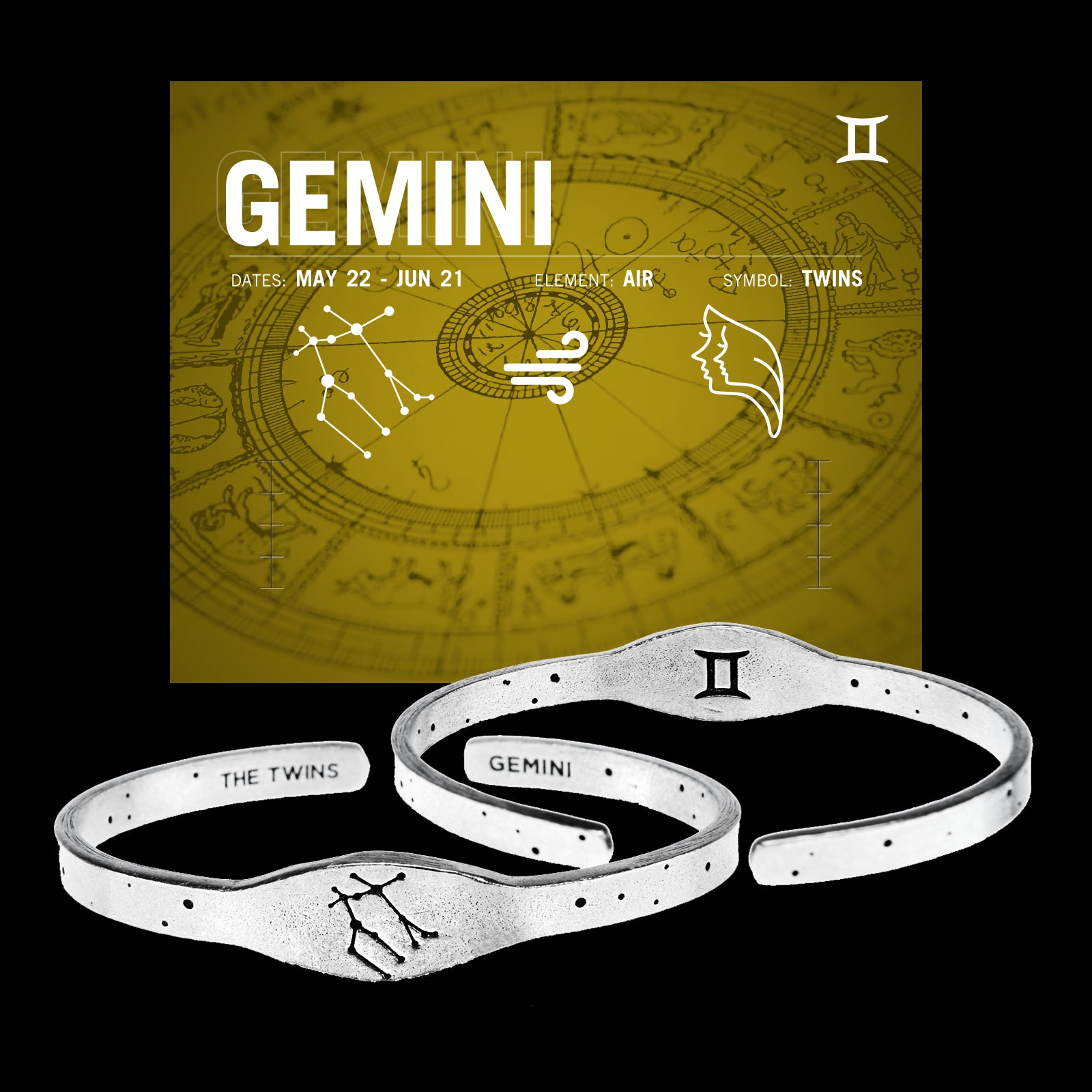 Zodiac Cuff Bracelet - Gemini