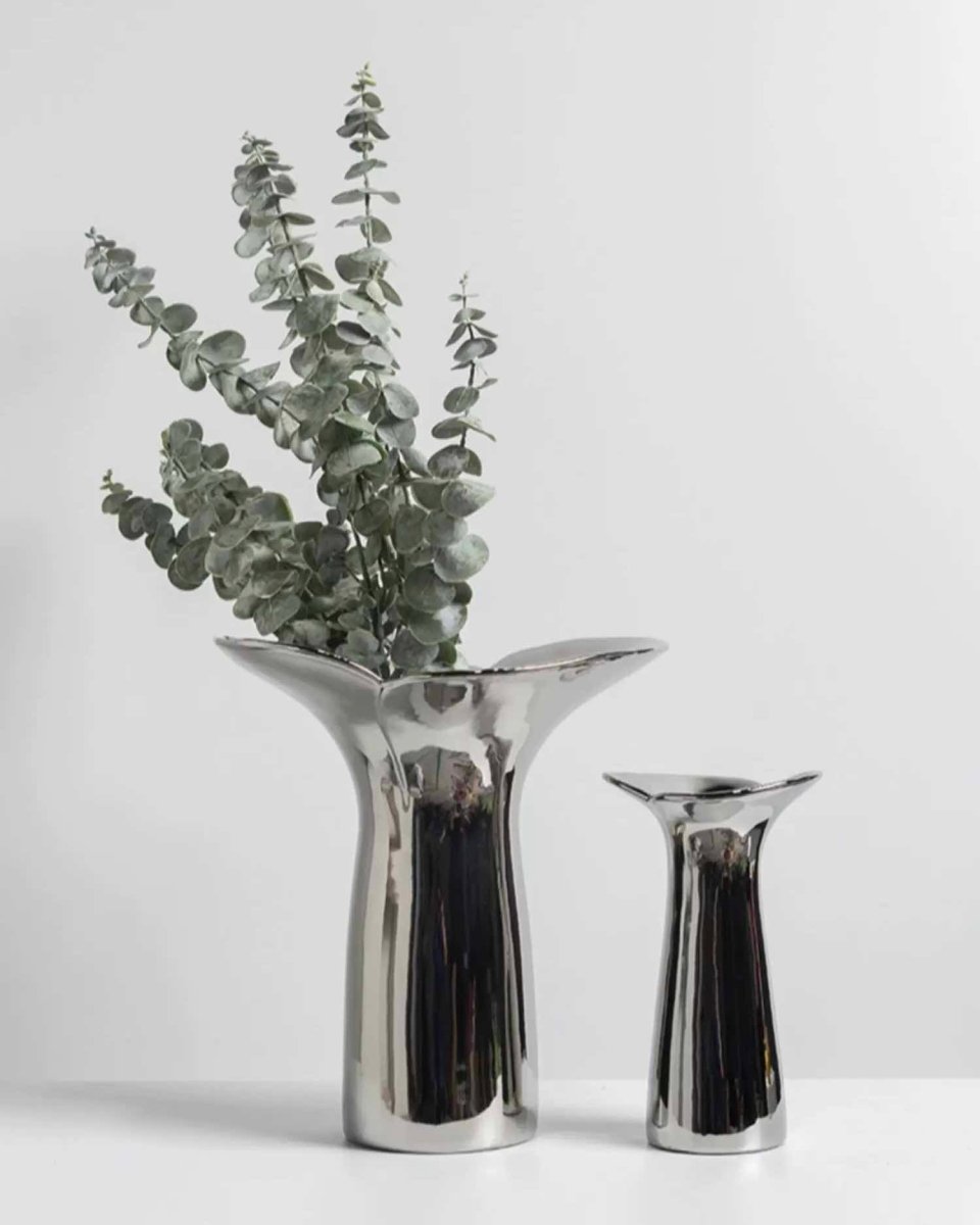 Handmade Modern Silver Bloom Vase, Ceramic Botanica Centrepiece Vase - Vases - Bloom Vase - Small - INSPECIAL HOME