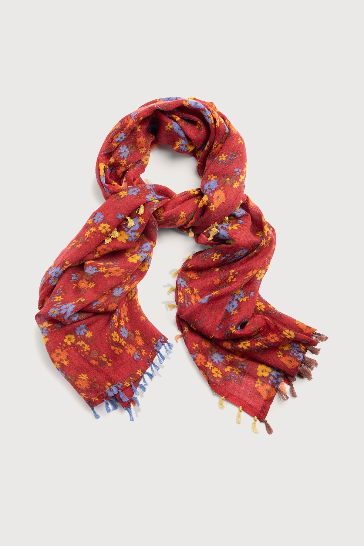 Atalia Multi Floral Scarf - Red