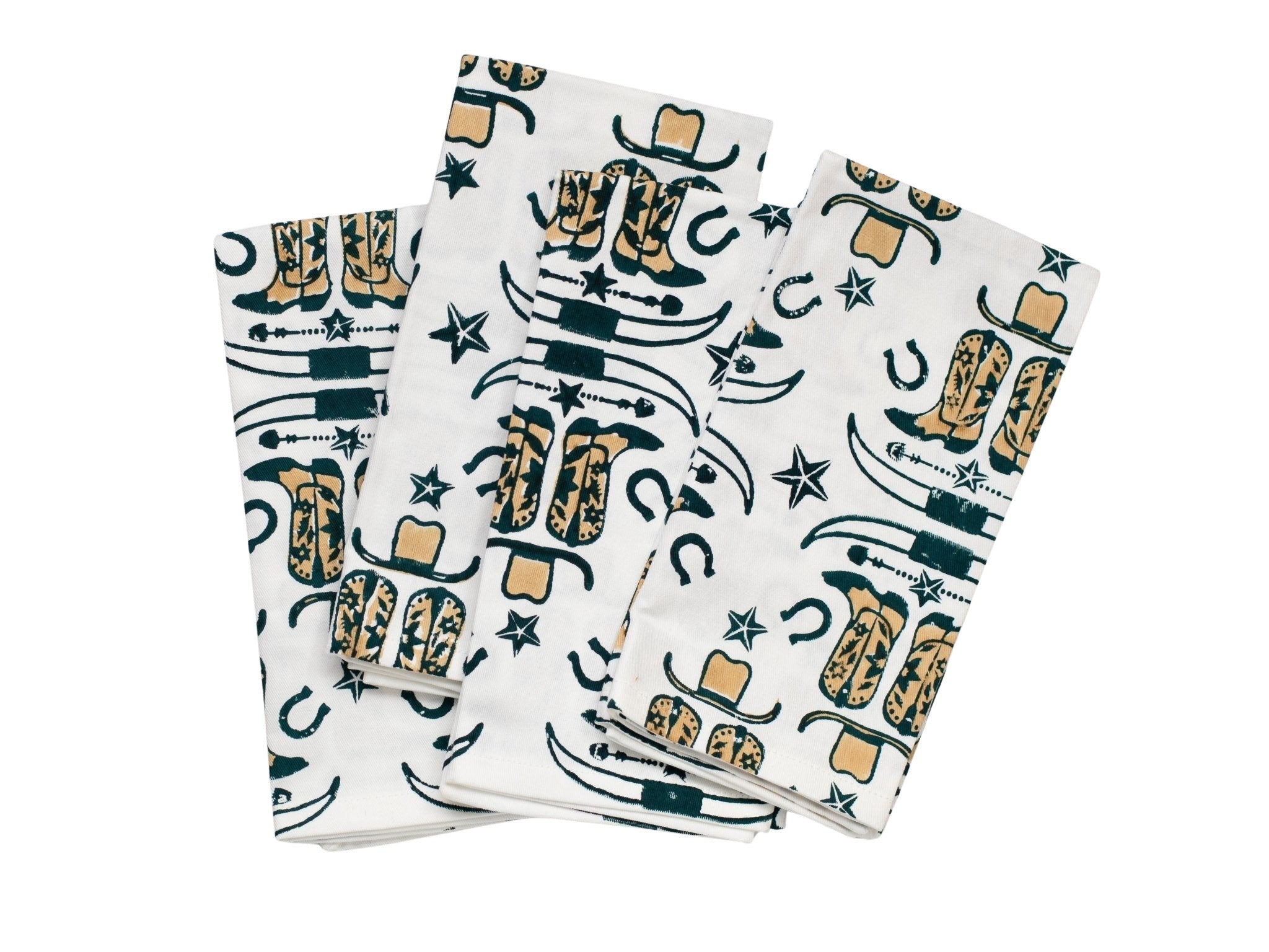 S/4 Organic Ivory Napkins - Cowgirl, Midnight