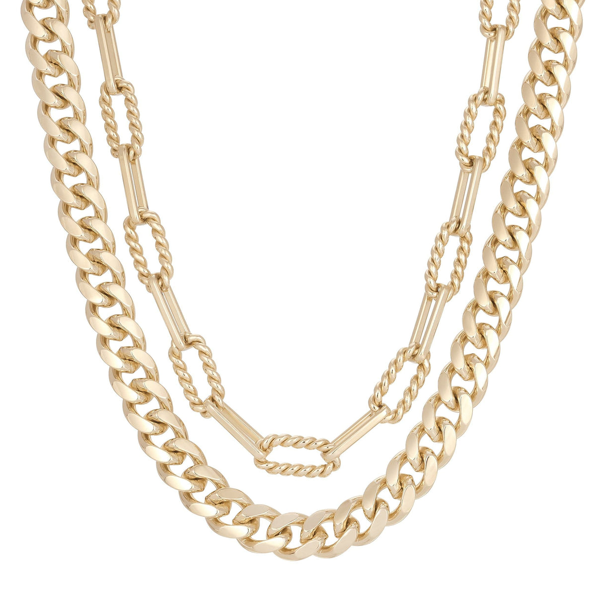 Gold-toned layered chain necklaces from the Double Layer Talia Necklace collection
