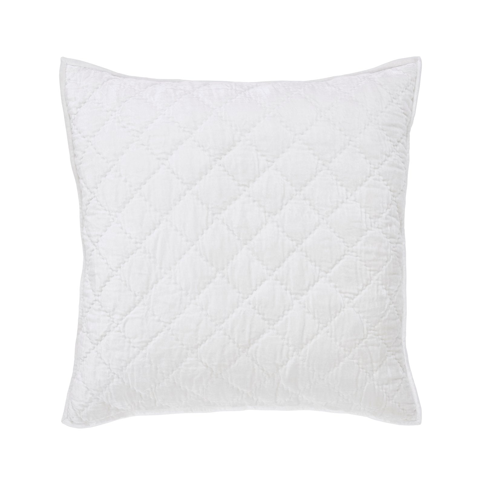 ES-343-2626-LOT1_1|Crisp white quilted decorative throw pillow with a timeless diamond quilt pattern, perfect for a fresh, clean aesthetic.