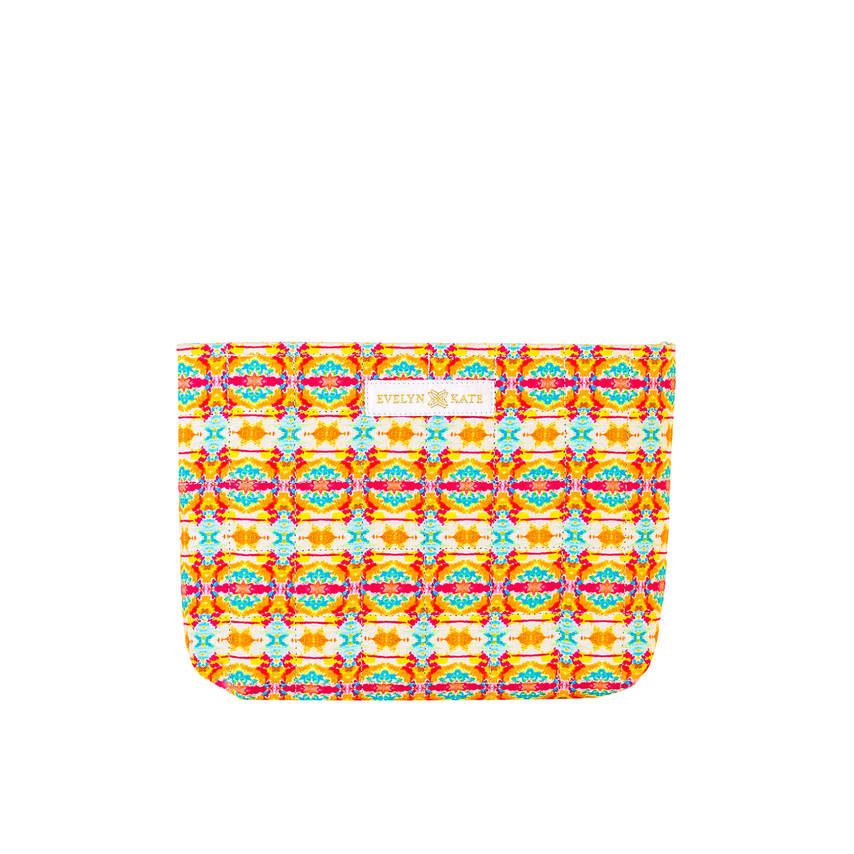 Orange Turtle Cotton-Linen Quilted Zipper Pouch
