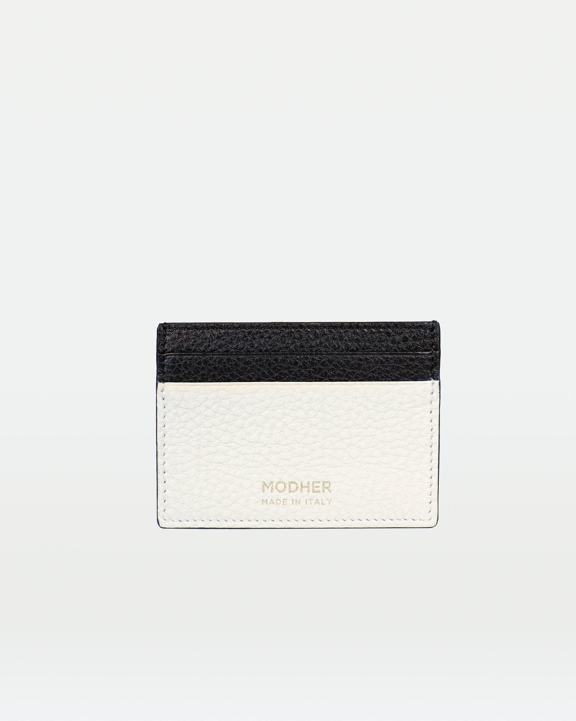MODHER Leather credit card holder#color_color_white-and-black