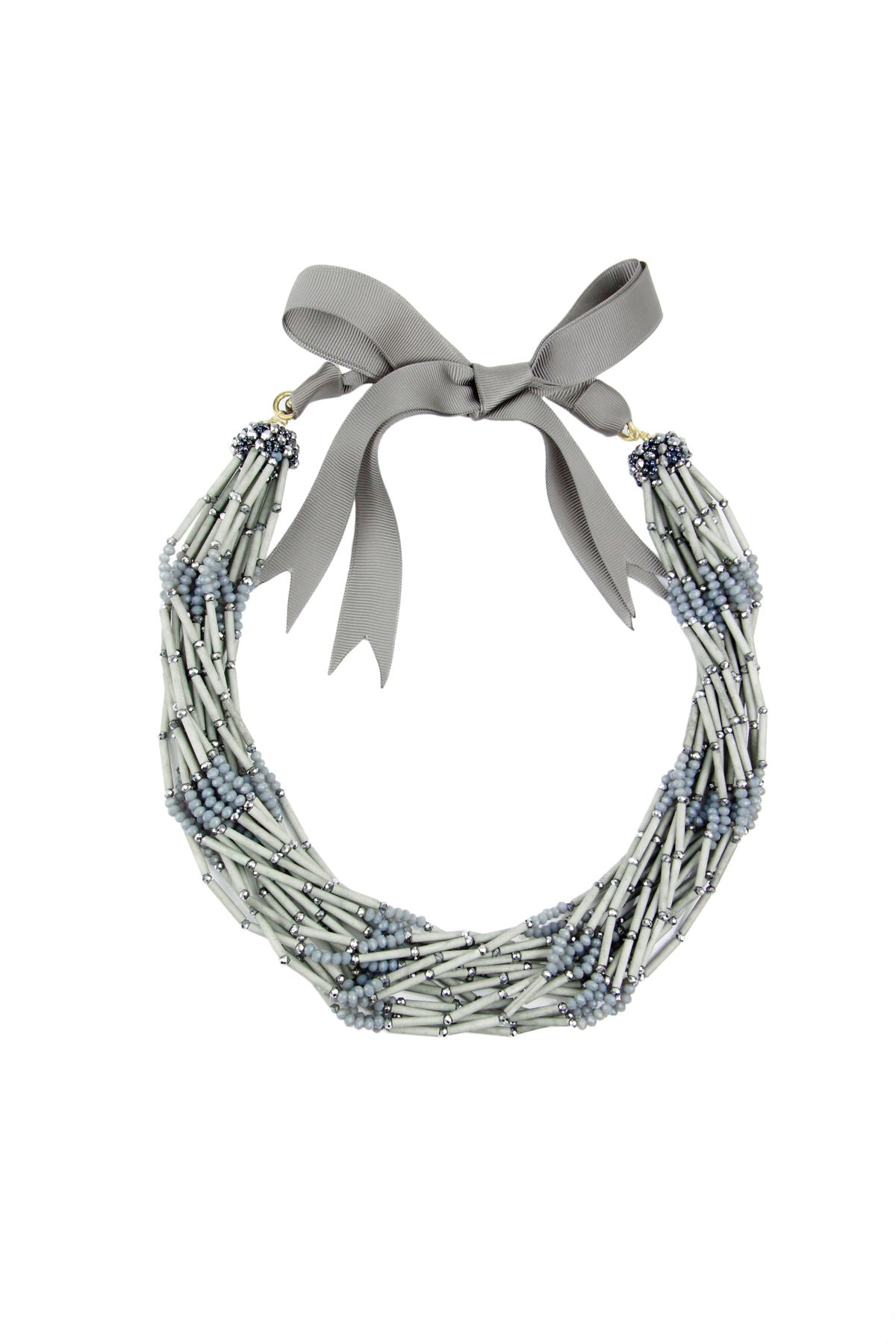 Multi Strand Statement Necklace - Grey