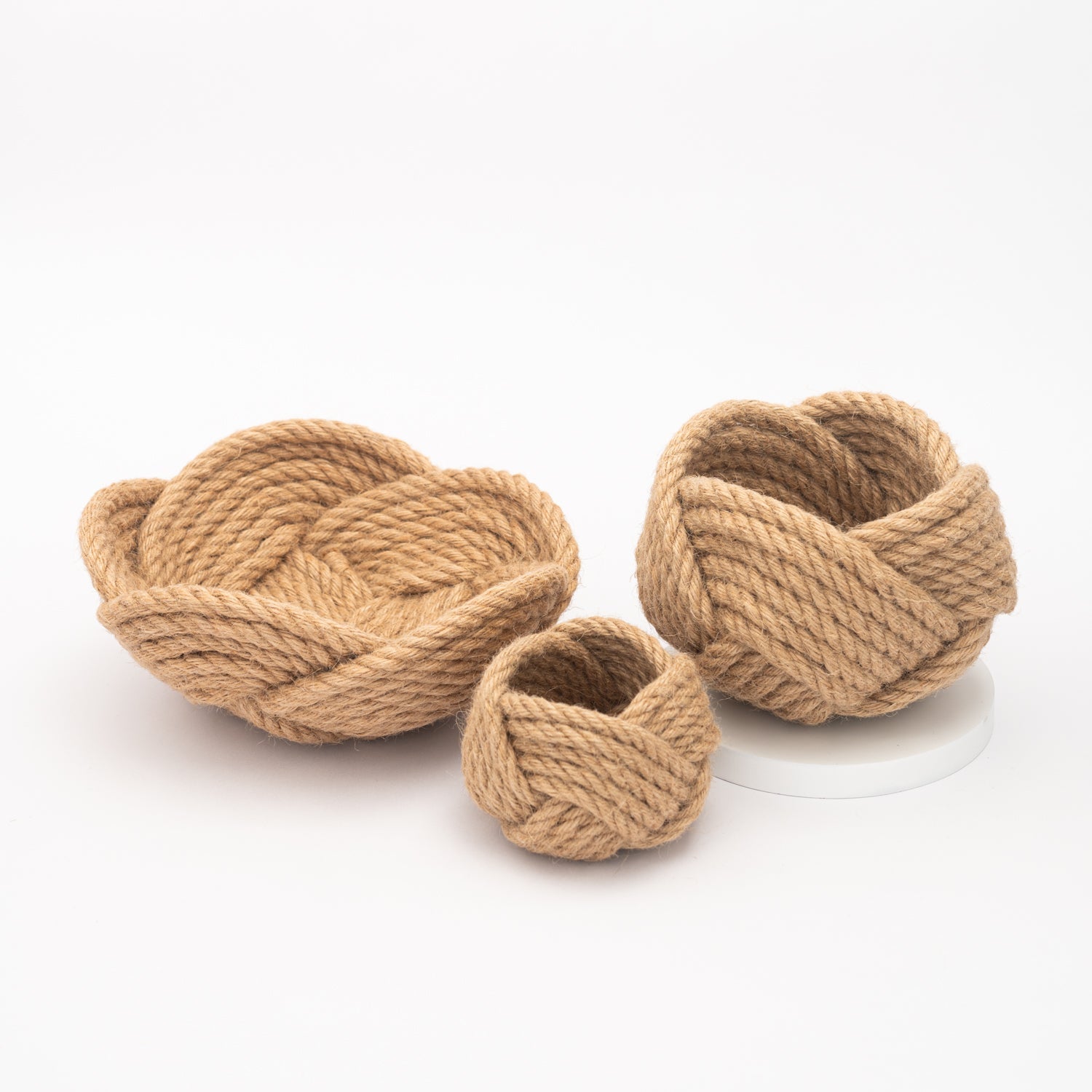 Set of handmade jute bowls, planters, jute home decorations for women