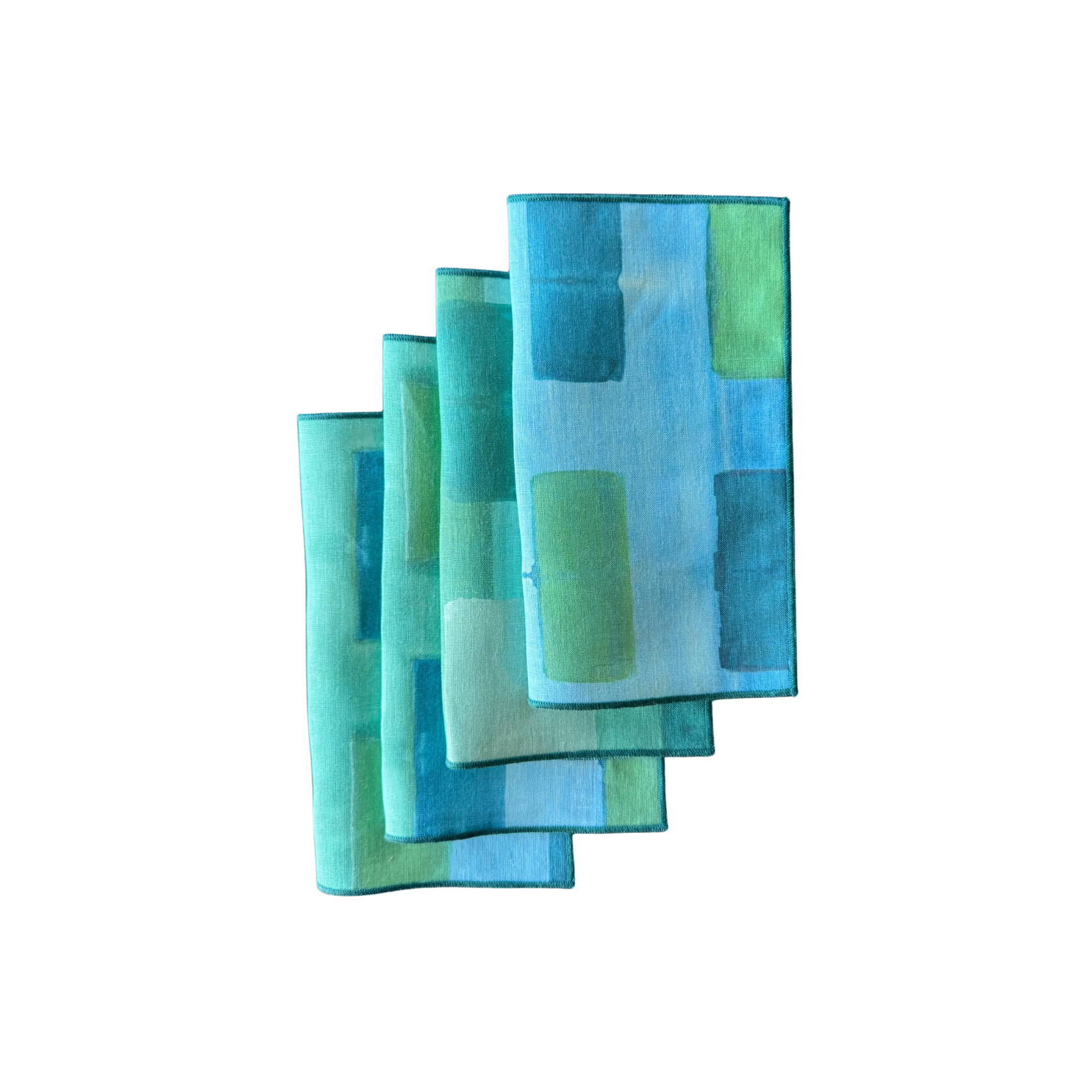 Blue Tapestry linen cocktail napkins styled at cocktail party setting - Goldie Home
