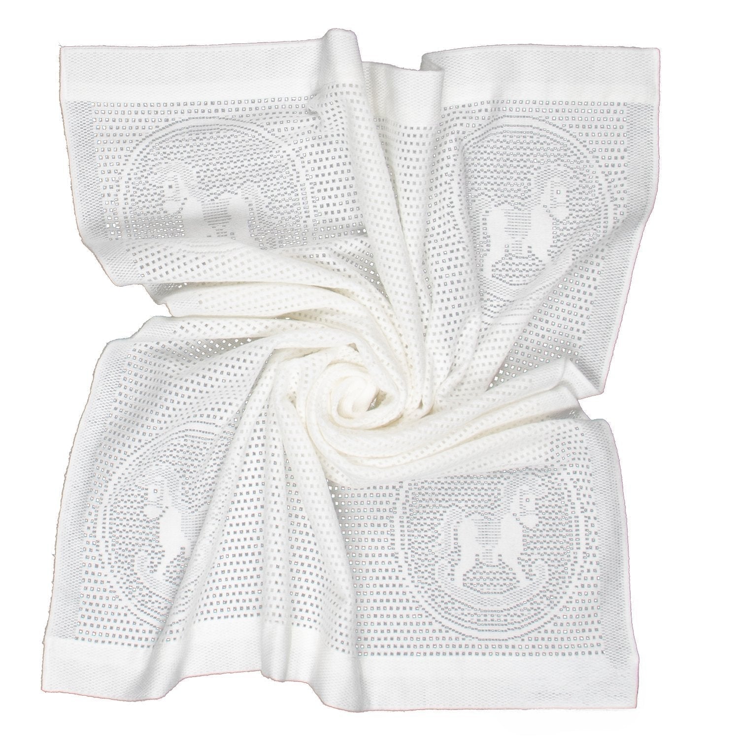 Southampton Home Lace Weave Rocking Horse Baby Blanket ~ White ~-Gifts-[bar code]-Prince of Scots