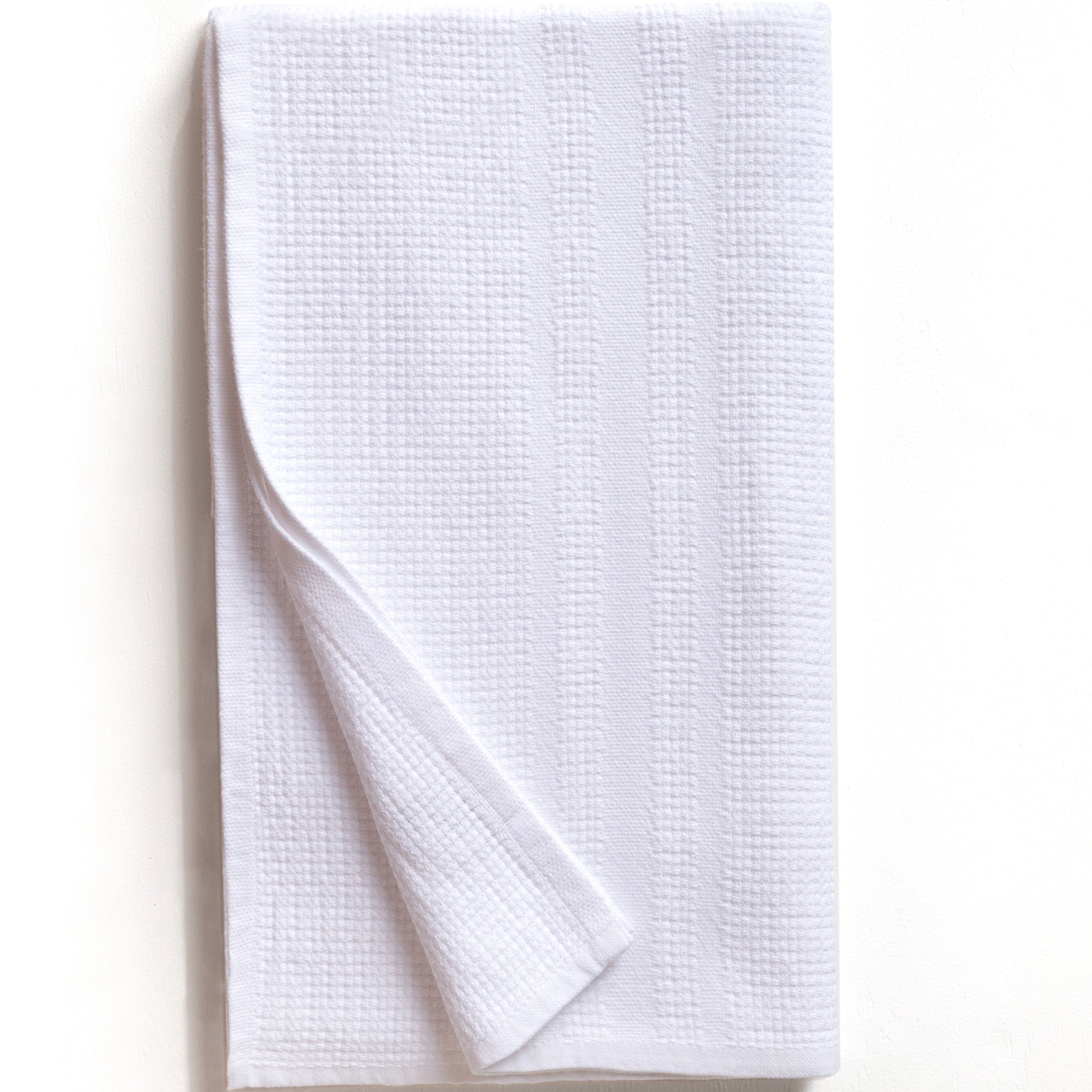 Organic Block Rib Bath Towel - White