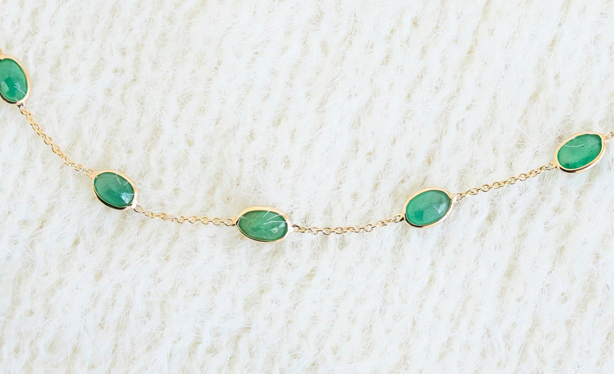 Emerald Spark (large) minimal everyday fine jewelry in solid gold and sterling 925 silver with natural gemstones.