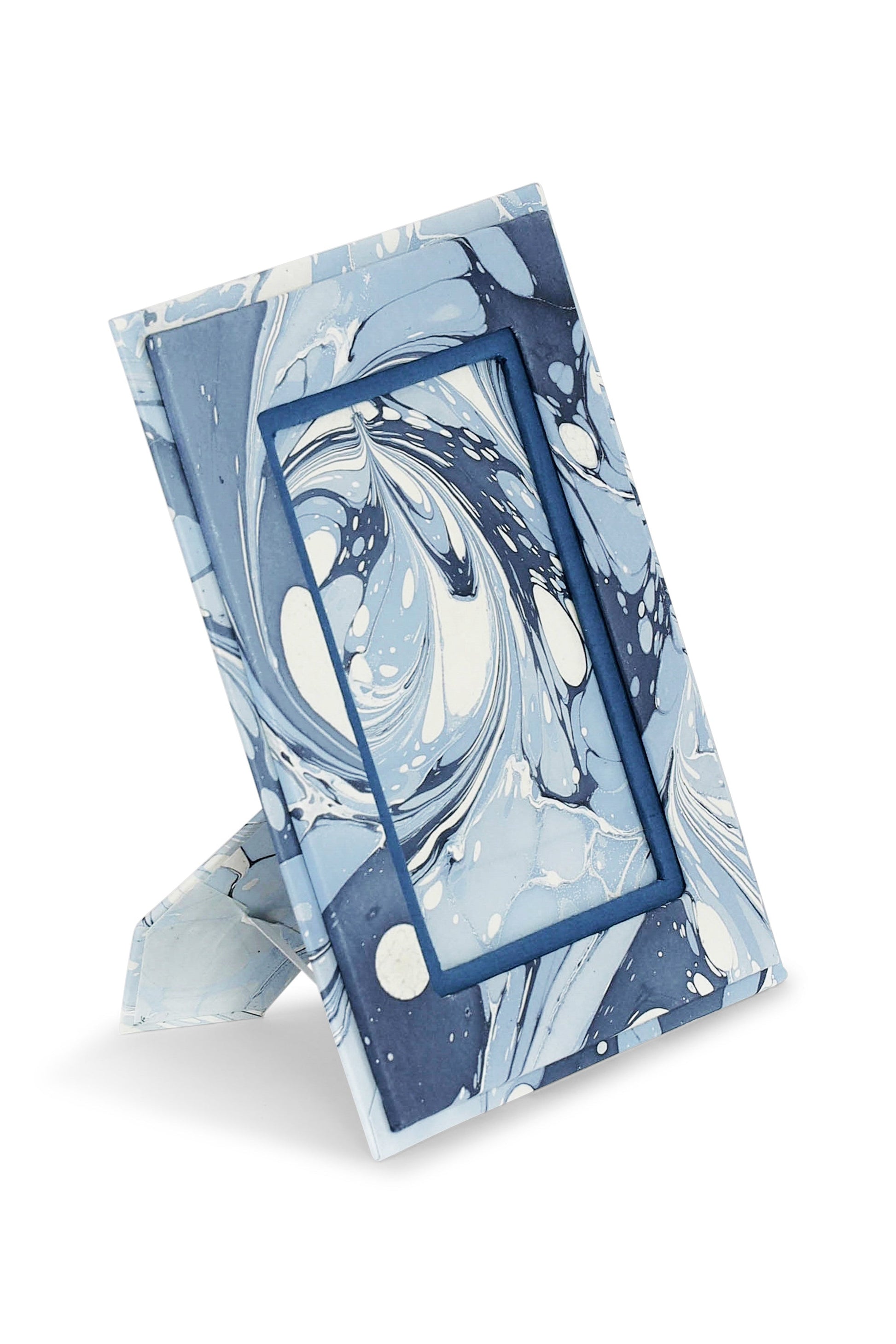 Hand-marbled Ocean Wave pattern 4x6 picture frame from Inner Child