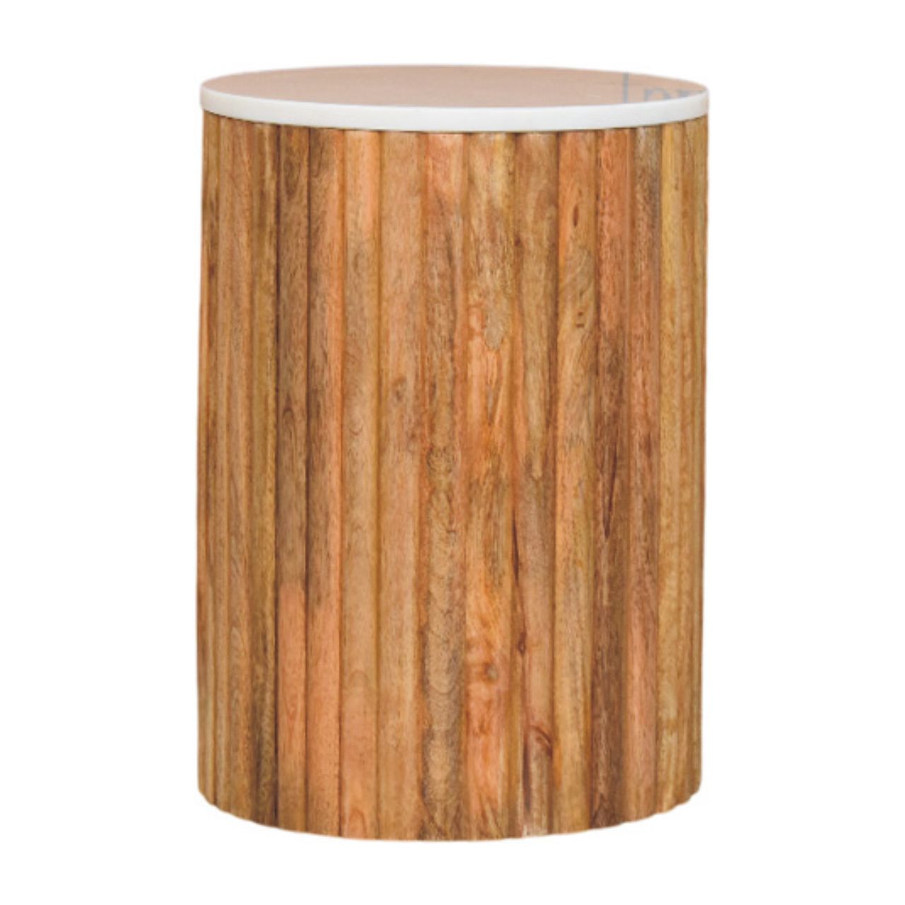 Artisan Furniture Solid Wood Fluted Marble Side Table